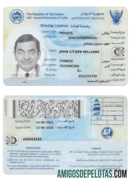 Condução no Sudão exemplo